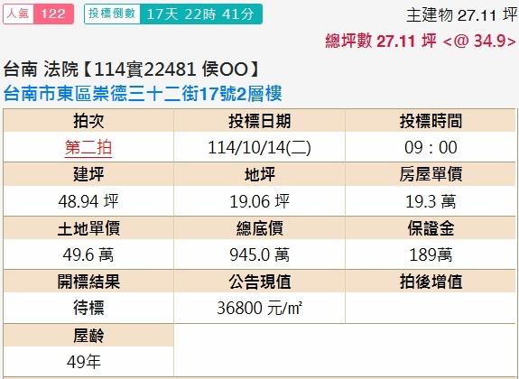 台南東區法拍透天-1
